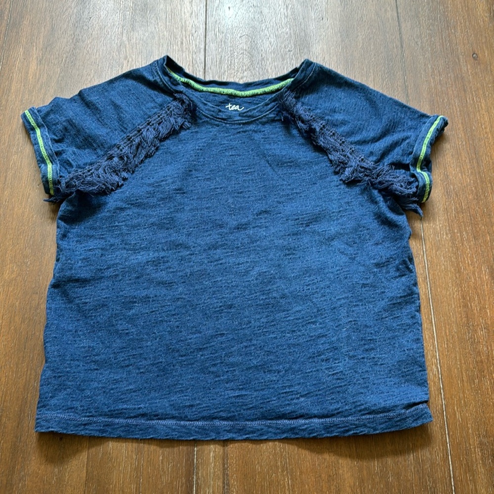 Size 7 Tea Collection cotton tee with decorative tassels